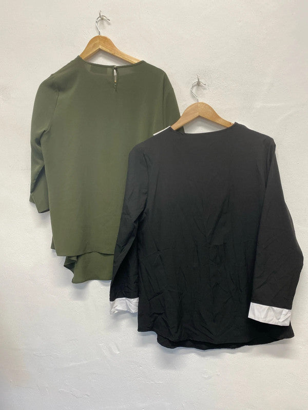 Fab duo of blouses Khaki & black Hoxton Girl Uk12/14 GJ001
