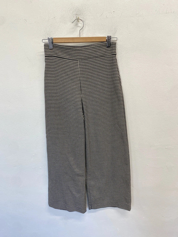 Lovely Zara houndstooth wide leg trousers UK XS AE001