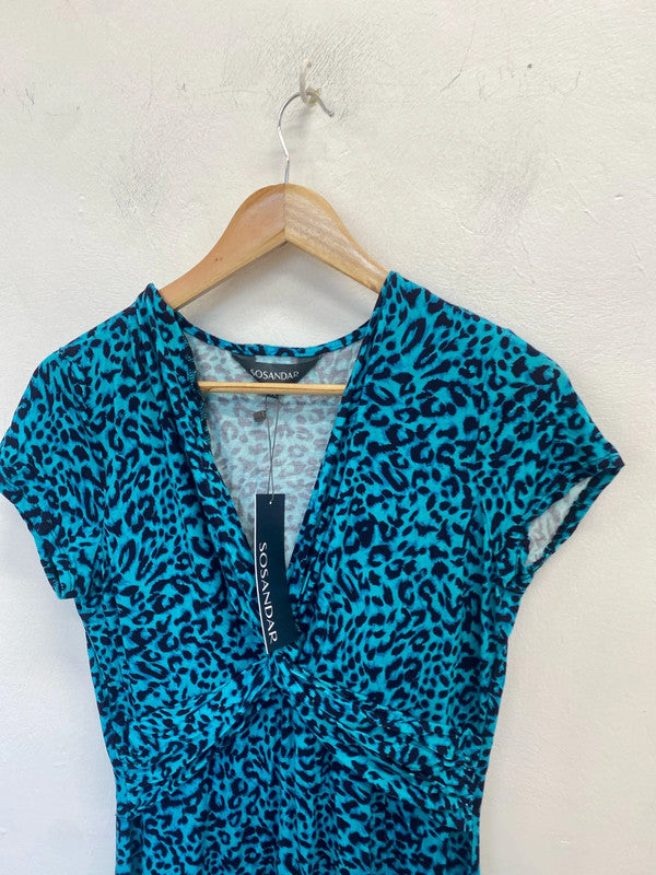 Lovely Sosandar blue animal print maxi dress UK 14 LW005