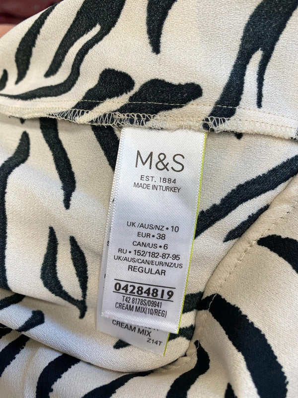 Lovely m&s beige zebra midi dress UK 10 KM005
