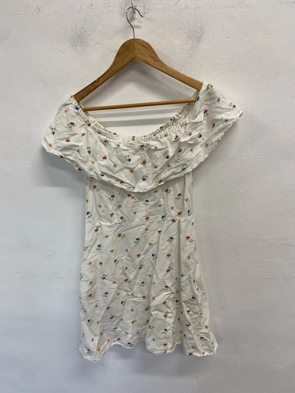 Lovely Jack wills white floral Bardot dress UK 10 JH001