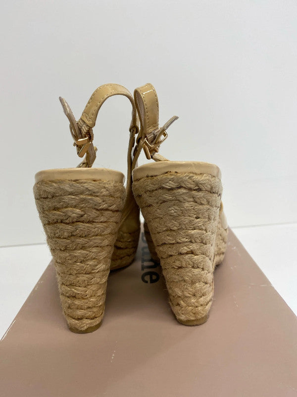 Fabulous Dune leather & rafia wedges UK6 nude NN001