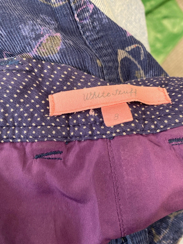 Fabulous Y2K White Stuff Mini skirt floral needlecord Uk8 MM005