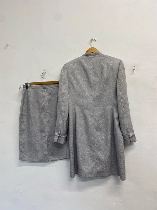 Gorgeous planet co ord blazer skirt grey textured longline UK 8/10 RG99