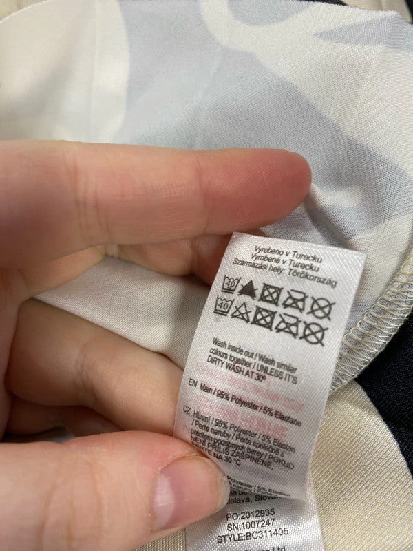 F&F Elegant Cream & Black Botanical Pattern Pleated Midi Skirt UK 10 LP003