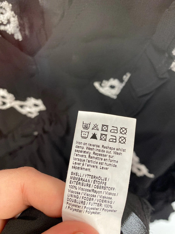 River Island Stunning Black & White Embroidered Floral Midi Dress UK 8 KM004