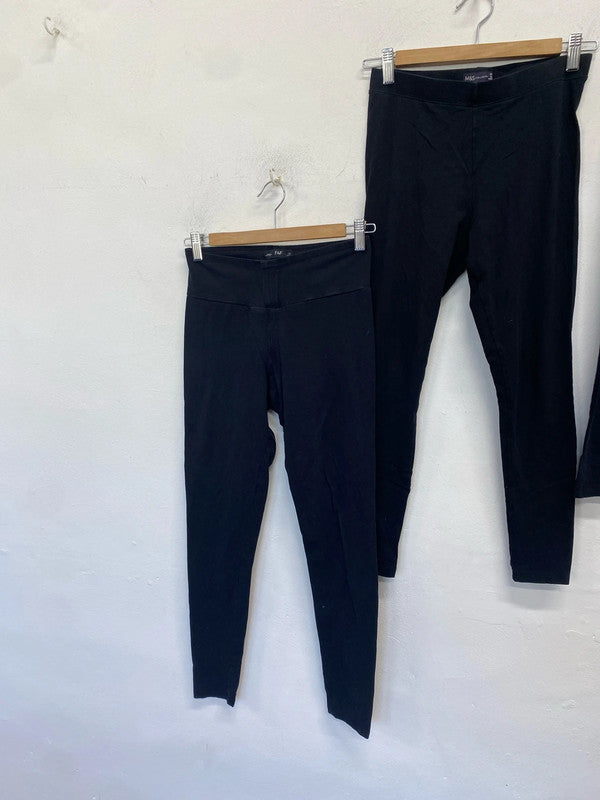 Lovely trio of black leggings m&s F&F uk 10-12 short #58 LD003