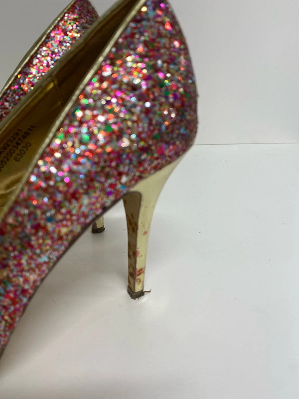 Gorgeous rainbow glitter heels peep toe 5 MA003