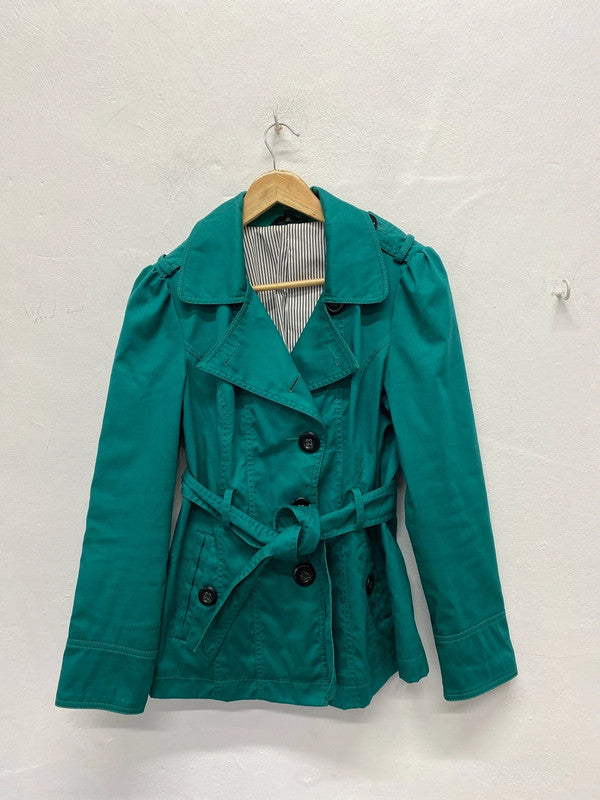 Fabulous M&S emerald Green mini short cotton mac Uk10 JA002