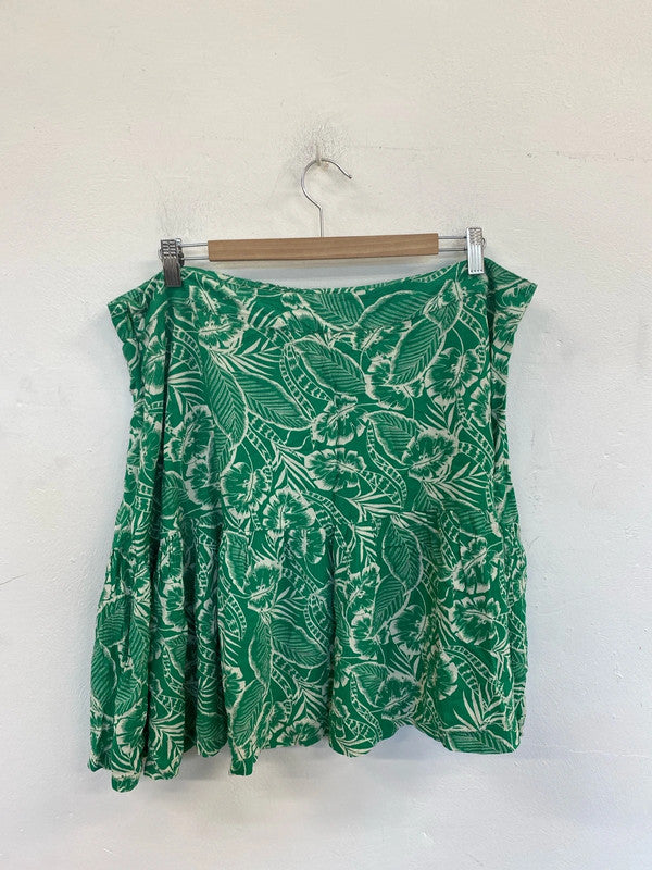 FatFace Gorgeous Emerald Green Botanical Mini Skirt UK 18 KN002