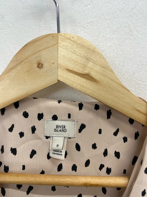 Stunning river island rose spotted button up blouse UK 8 HDR01