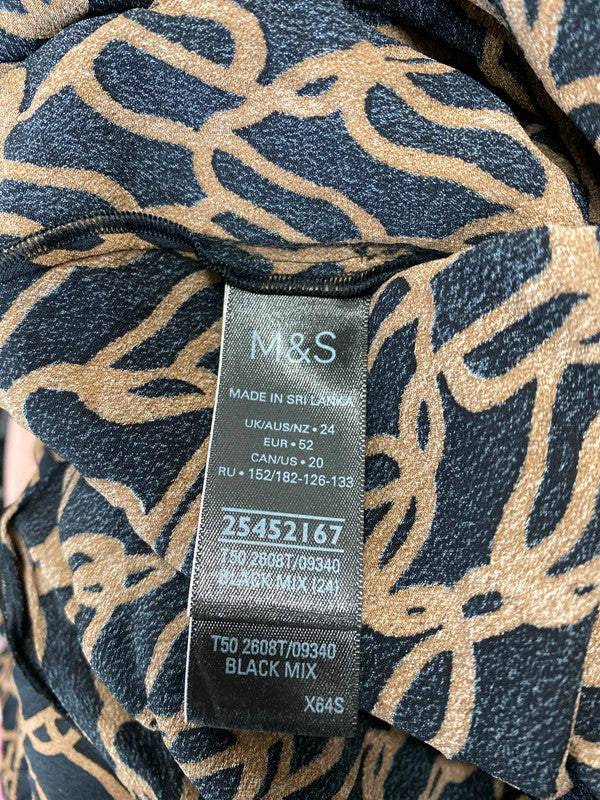 Fabulous M&S black & fawn chain pattern high neck top Uk12 Autograph LD003