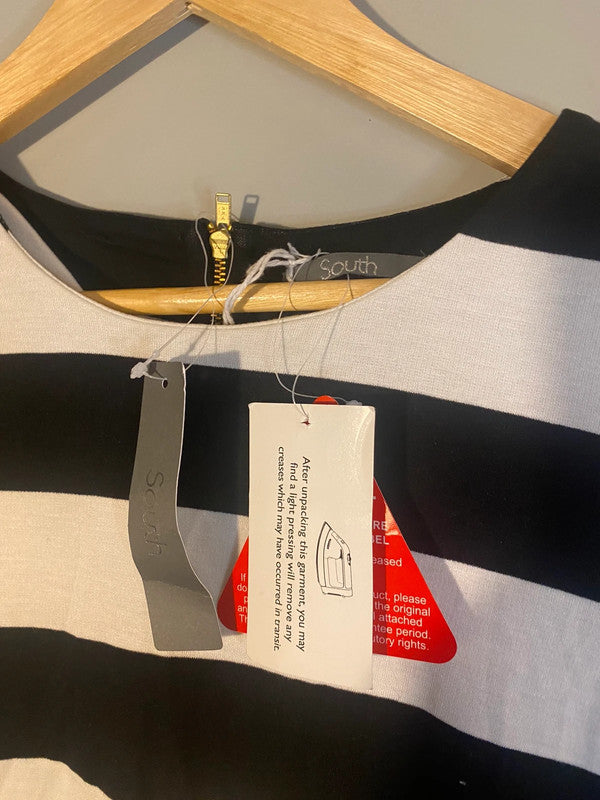 Fabulous Dress by South New Black & White Gold Zip Uk10 LB001