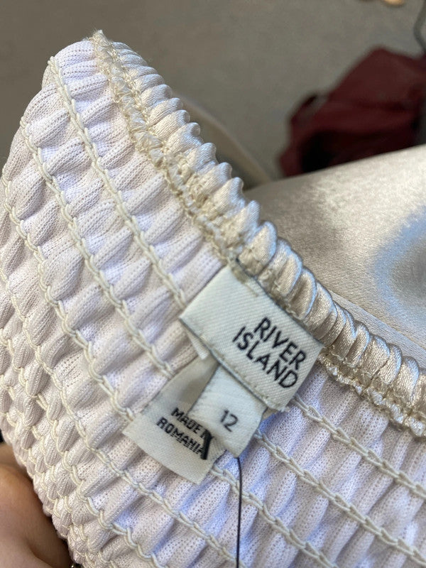 Lovely river island champagne cropped satin UK 12 LN001