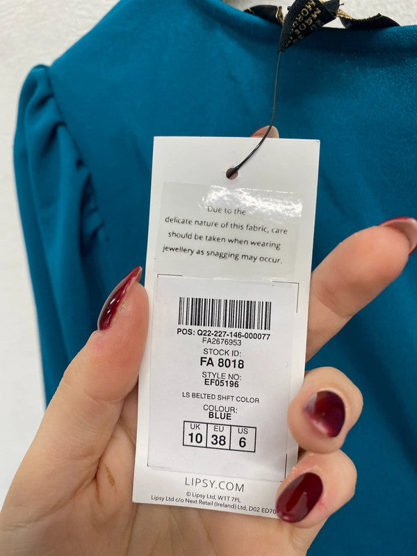 Lovely lipsy London new teal tie waist midi dress UK 10 AO001