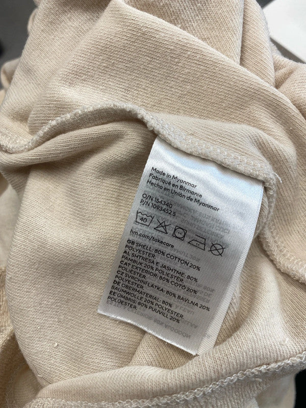 Lovely H&M beige towelling collared top UK L KM003