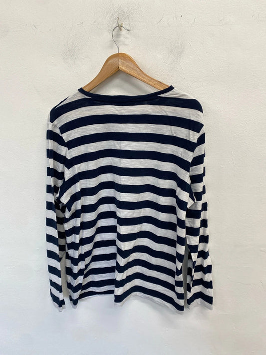 Lovely m&s striped navy white long sleeve top UK 18 LG004