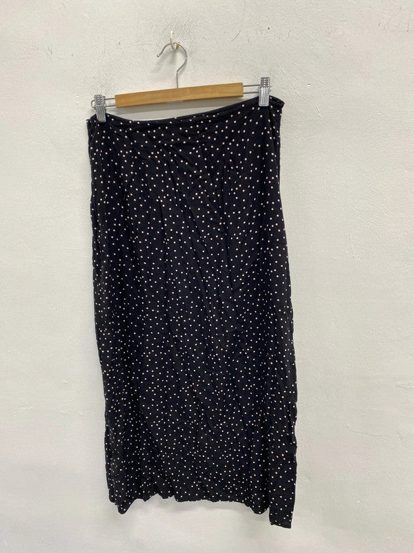 Fabulous Miss Selfridge Black spotted midi skirt Y2K Uk12 LP003