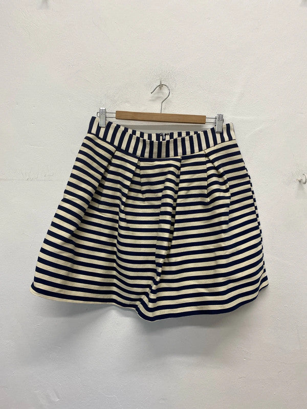 Asos Fabulous Navy & Cream Stripe Mini Skirt UK 14 KN003