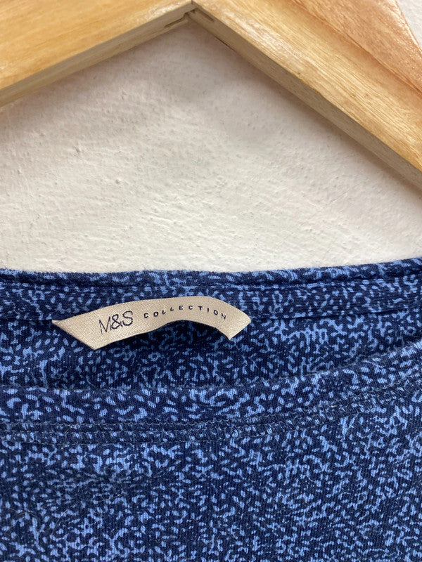 M&S Chic Blue & Navy Speckle Pattern Top UK 10 MM005