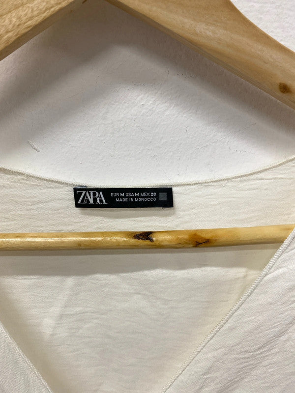 Zara Fabulous Cream Tie Front Blouse Size M KS002