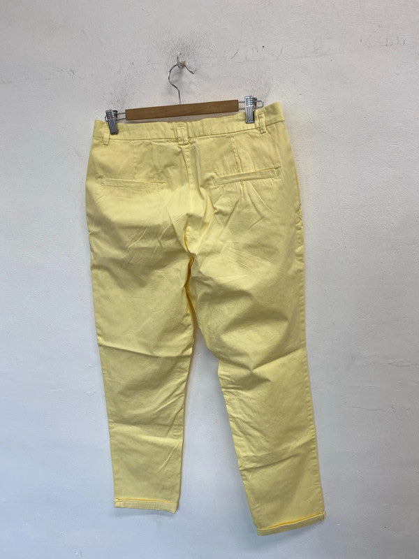 Lovely H&M yellow pastel cropped trousers UK 14 KM003