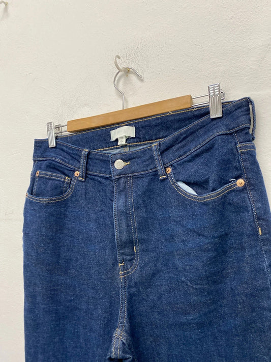 Fabulous H&M dark blue tapered denim jeans Uk16 KM003