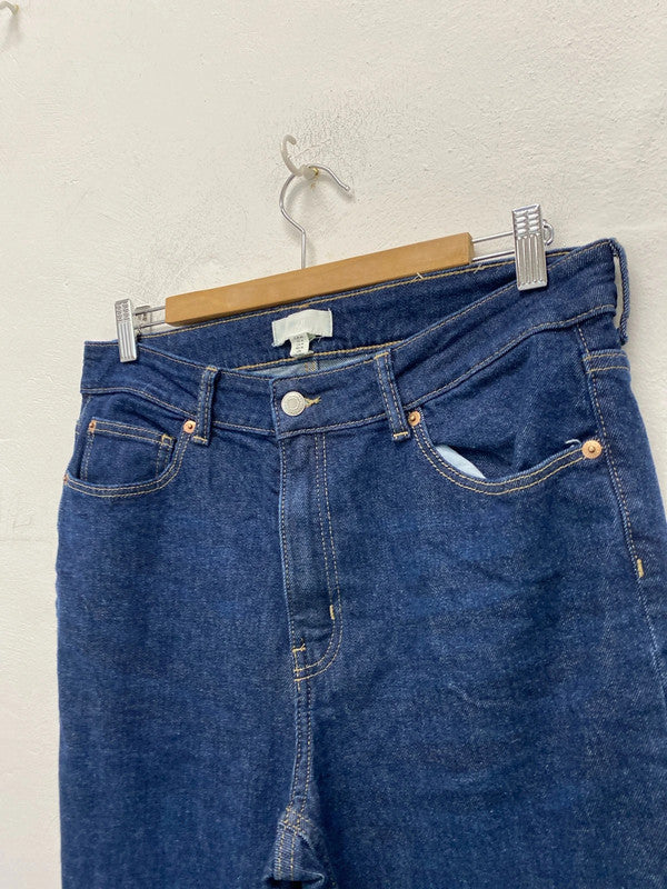 Fabulous H&M dark blue tapered denim jeans Uk16 KM003