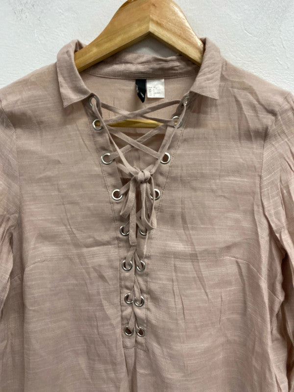 Lovely H&M tie up blouse rose UK 10 NS003