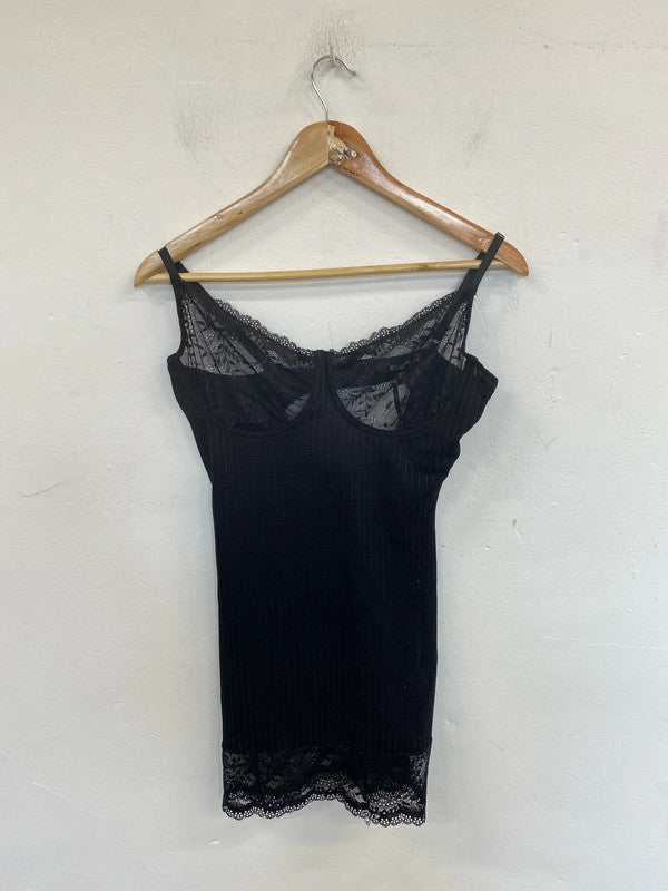 Missguided Gorgeous Black Lace Slip Lingerie UK 12 PJ001