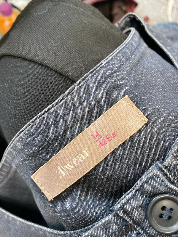 Lovely a wear denim frill dress grey blue UK 14 MM005