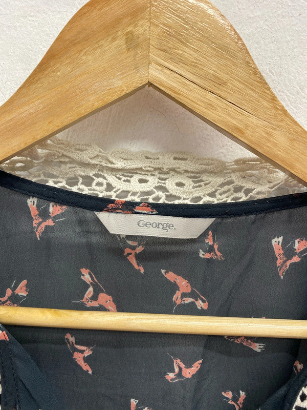 Fabulous Semi sheer tunic top crochet collar and camisole Uk20 George #2 CR002