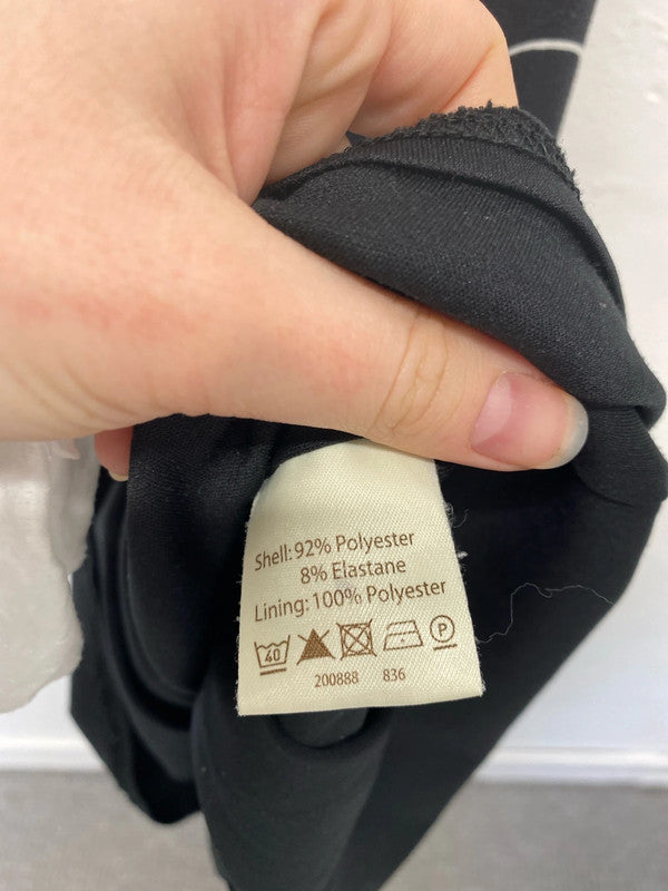 Phase Eight Elegant Black Botanical Pattern Asymmetric Midi Dress UK 14 KM005