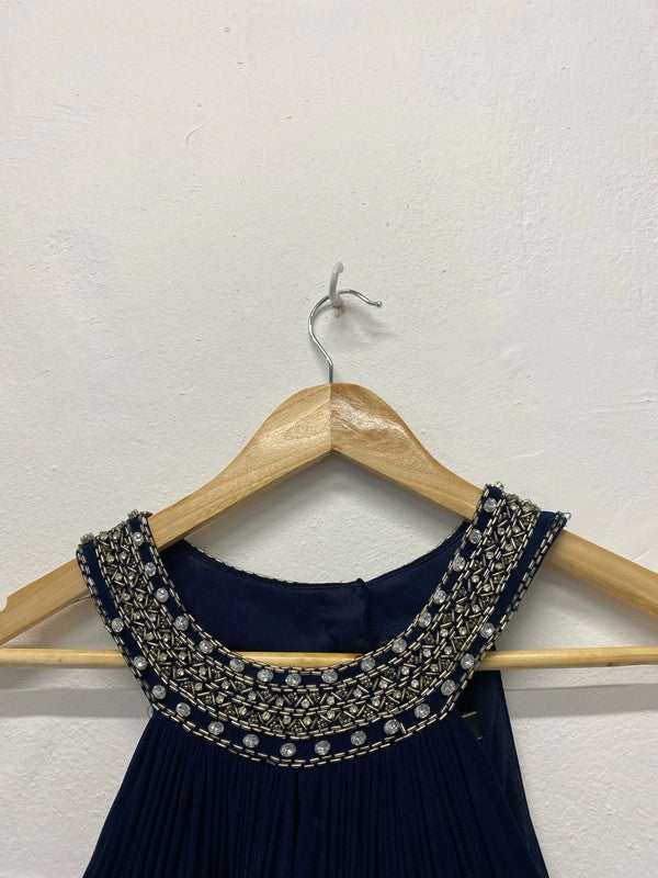 Fabulous JS boutique Navy embellished Maxi dress Uk16 LG006