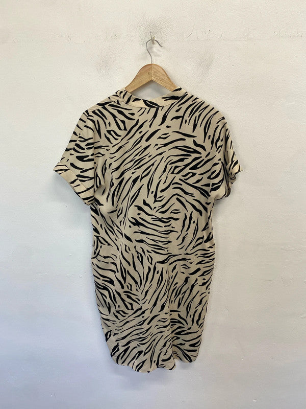 Lovely m&s beige zebra midi dress UK 10 KM005