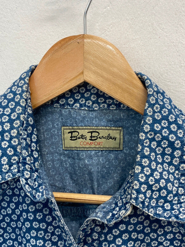 Lovely Betty Barclay blue denim daisy print shirt UK 14 MM005