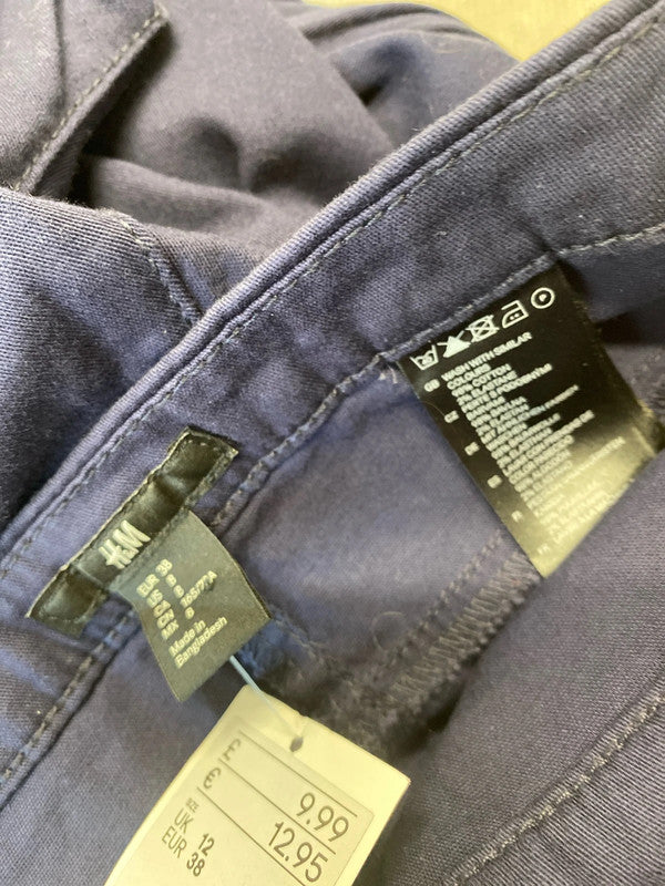 Fabulous Dark Blue tapered trousers side zip Uk10 New GK002