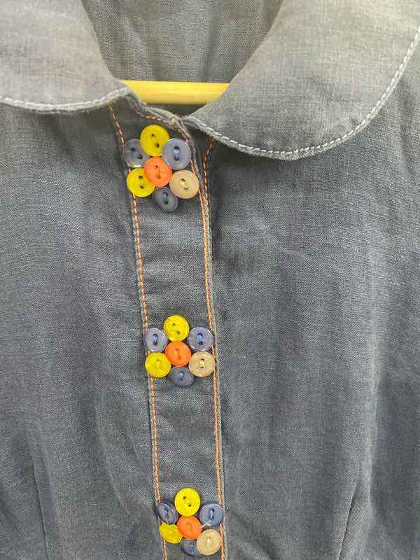 Boden Fabulous Blue Button Detail Mini Dress UK 10 MM005