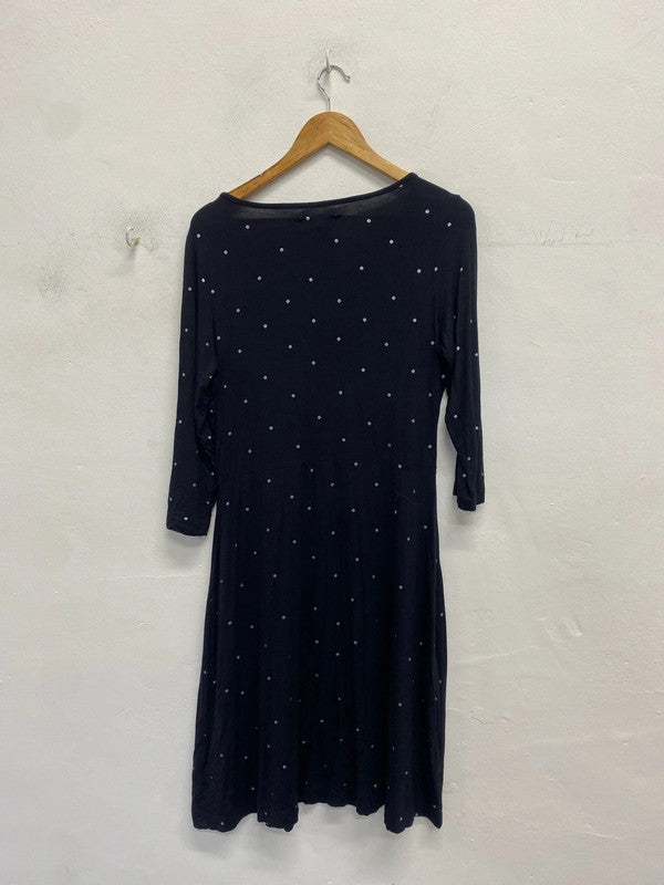 Fabulous White Stuff spotted jersey midi dress Uk12 silver spots SR006