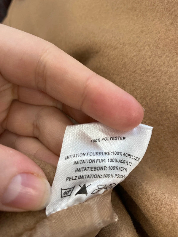 Neuville Stylish Tan Overcoat & Faux Fur Hood UK 14-16 JW002