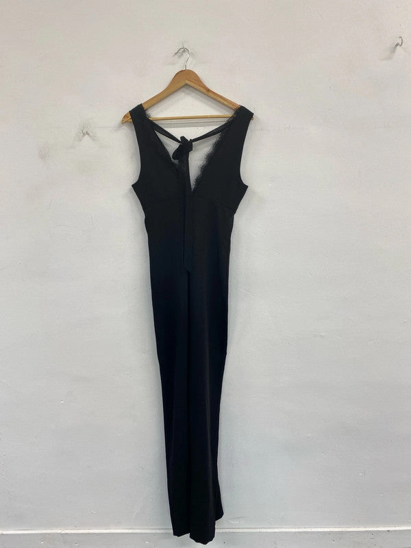 Mango Elegant Black Lace Detail Jumpsuit Size S AG006