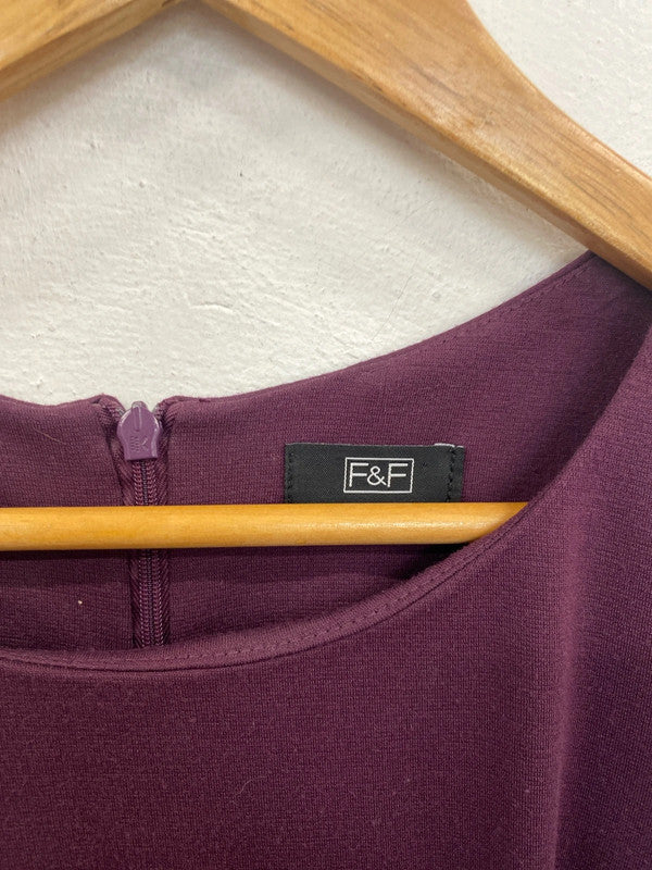 F&F Stylish Plum Skater Mini Dress UK 10 SW001