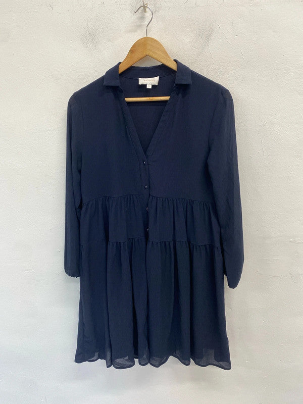 Lovely grace & mila smock midi navy dress UK S JB003