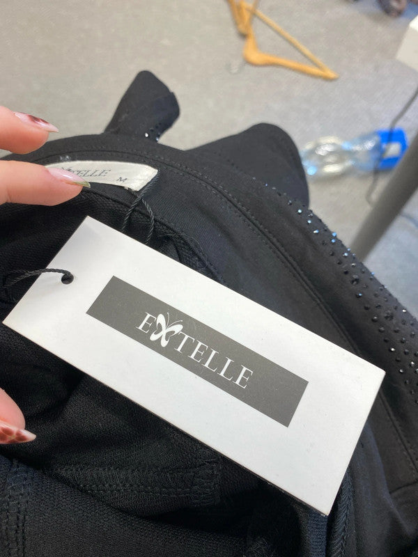 Lovely Moda for eve paris etelle black diamanté biker jacket UK M LL003