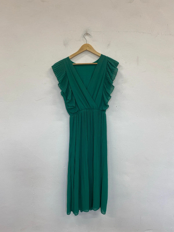 Unbranded Stylish Emerald Green Midi Dress UK 8 LK009