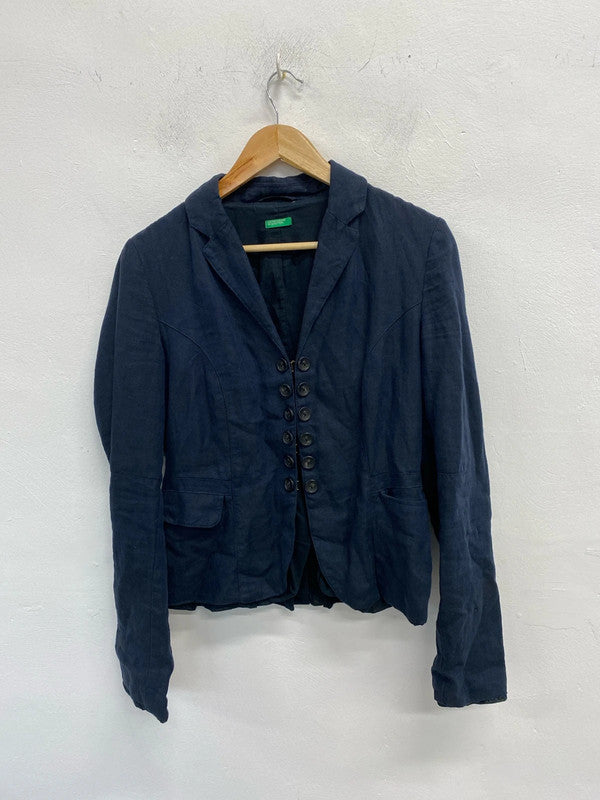 Fab United Colours Benneton Linen blazer military style Uk12 KD001