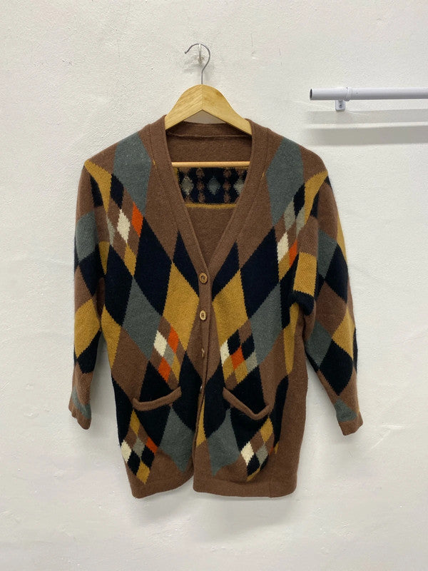 Fabulous vintage cardigan argyle pattern 70% Lambswool MM005