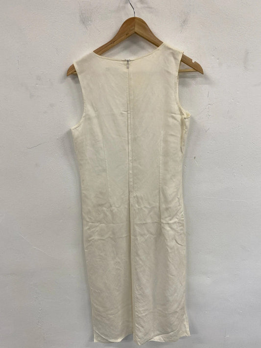 Amaranto Elegant Cream Embroidered Sheath Dress UK 12 MM005