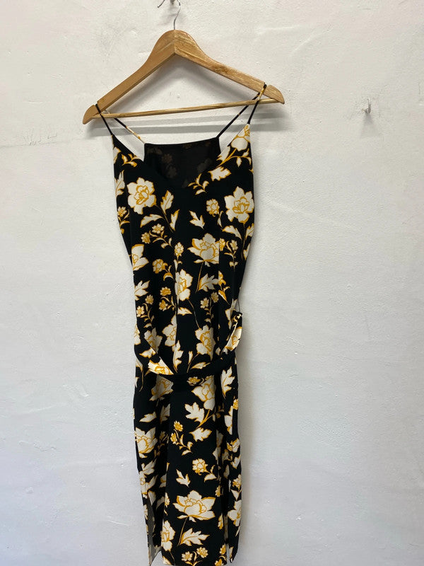 Fabulous River Island floral dress belted oriental vibes Uk10 LL003