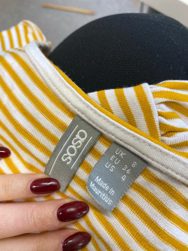 Fabulous asos design yellow striped summer dress UK 8 DF002